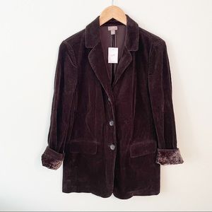 J. JILL Brown Chestnut Crushed Velvet Blazer Jacket